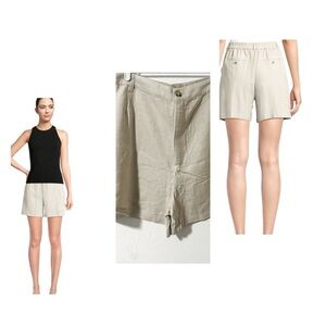 Time And Tru Plus Size Womens Beige Linen Blend Pleated 5” Shorts XXL (20) NWOT